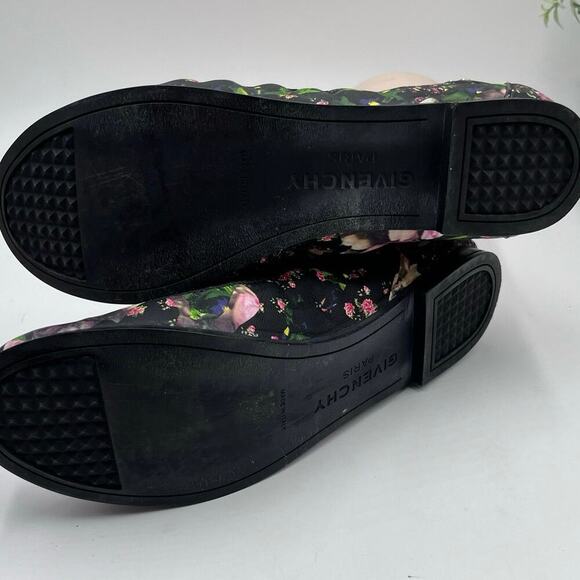 Givenchy Rose Floral Print Multi Color Scrunchie Ballet Flats Sz 38/7-7.5 - Picture 4 of 14